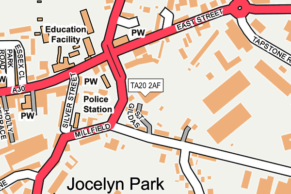 TA20 2AF map - OS OpenMap – Local (Ordnance Survey)