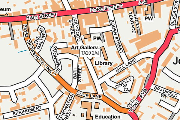 TA20 2AJ map - OS OpenMap – Local (Ordnance Survey)