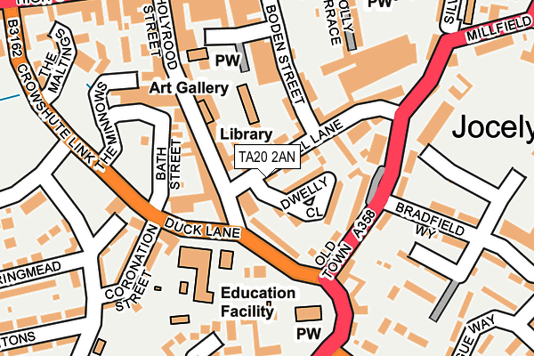 TA20 2AN map - OS OpenMap – Local (Ordnance Survey)