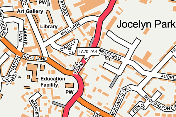 TA20 2AS map - OS OpenMap – Local (Ordnance Survey)