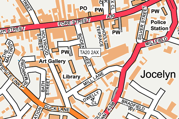 TA20 2AX map - OS OpenMap – Local (Ordnance Survey)