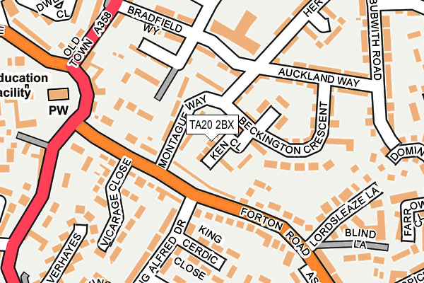 TA20 2BX map - OS OpenMap – Local (Ordnance Survey)