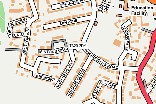 TA20 2DY map - OS OpenMap – Local (Ordnance Survey)