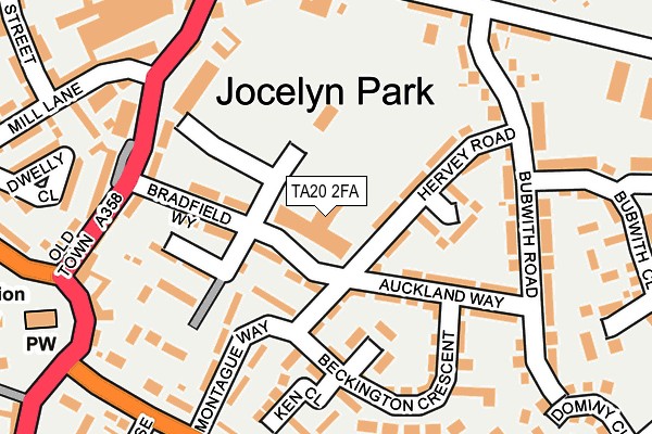 TA20 2FA map - OS OpenMap – Local (Ordnance Survey)