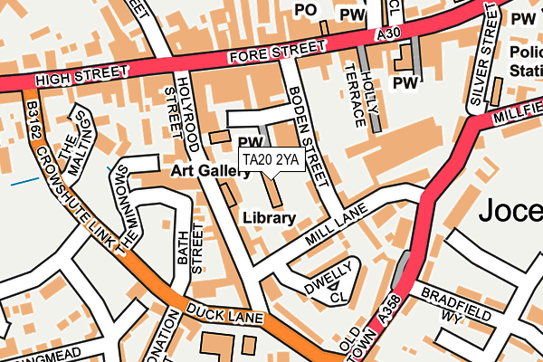 TA20 2YA map - OS OpenMap – Local (Ordnance Survey)