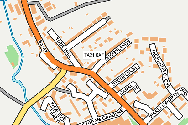 TA21 0AF map - OS OpenMap – Local (Ordnance Survey)
