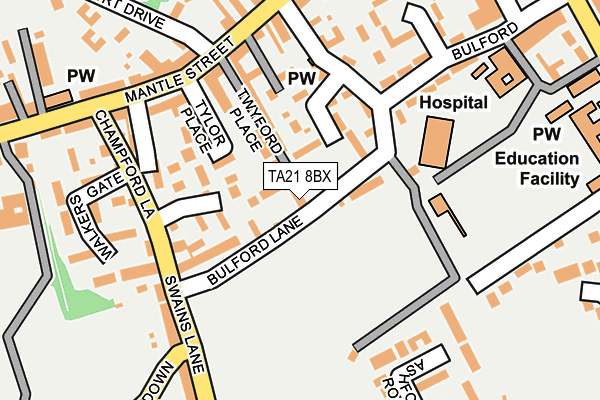 TA21 8BX map - OS OpenMap – Local (Ordnance Survey)