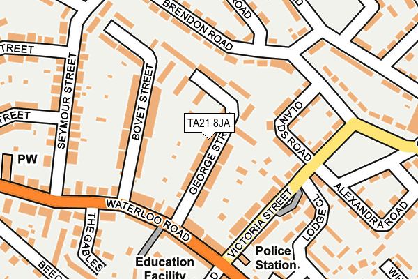 TA21 8JA map - OS OpenMap – Local (Ordnance Survey)