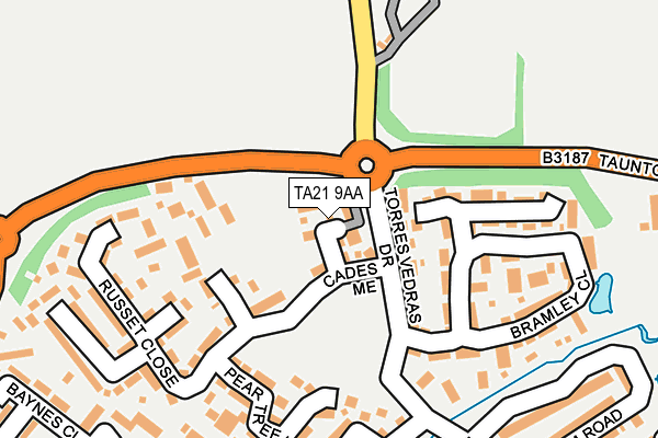 TA21 9AA map - OS OpenMap – Local (Ordnance Survey)