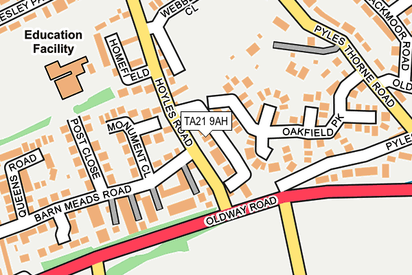 TA21 9AH map - OS OpenMap – Local (Ordnance Survey)
