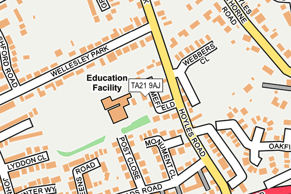 TA21 9AJ map - OS OpenMap – Local (Ordnance Survey)
