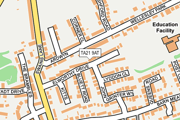 TA21 9AT map - OS OpenMap – Local (Ordnance Survey)