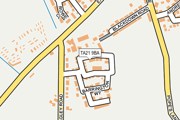 TA21 9BA map - OS OpenMap – Local (Ordnance Survey)