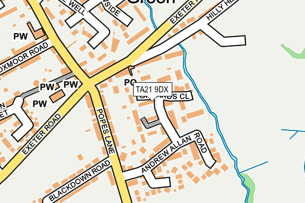 TA21 9DX map - OS OpenMap – Local (Ordnance Survey)