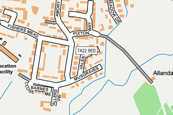 TA22 9ED map - OS OpenMap – Local (Ordnance Survey)