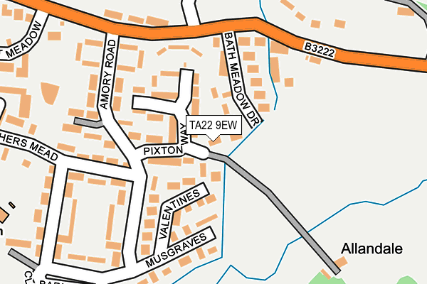 TA22 9EW map - OS OpenMap – Local (Ordnance Survey)