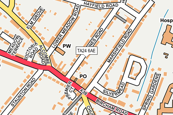 TA24 6AE map - OS OpenMap – Local (Ordnance Survey)