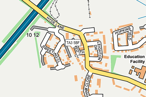 TA3 5BF map - OS OpenMap – Local (Ordnance Survey)