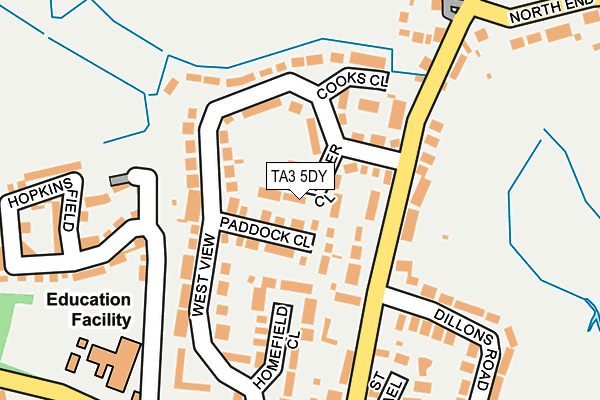 TA3 5DY map - OS OpenMap – Local (Ordnance Survey)