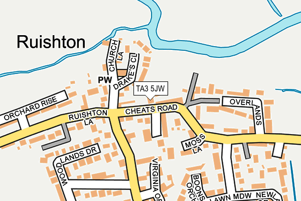 TA3 5JW map - OS OpenMap – Local (Ordnance Survey)