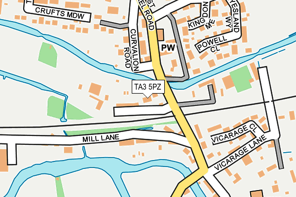 TA3 5PZ map - OS OpenMap – Local (Ordnance Survey)
