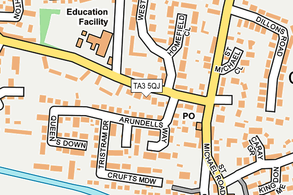 TA3 5QJ map - OS OpenMap – Local (Ordnance Survey)