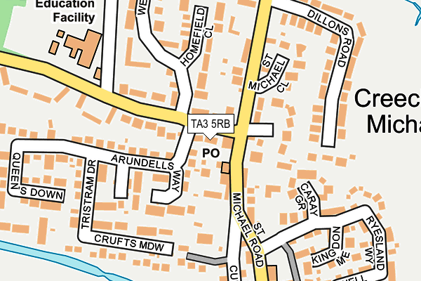 TA3 5RB map - OS OpenMap – Local (Ordnance Survey)