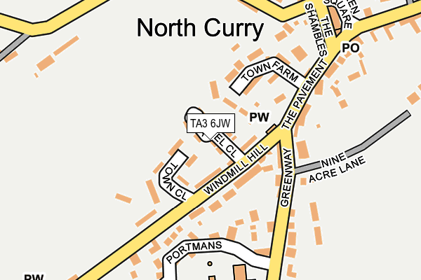 TA3 6JW map - OS OpenMap – Local (Ordnance Survey)