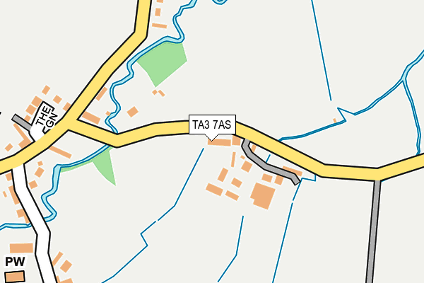 TA3 7AS map - OS OpenMap – Local (Ordnance Survey)