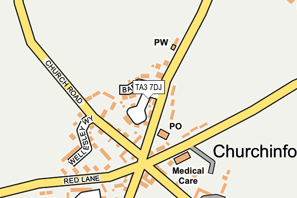 TA3 7DJ map - OS OpenMap – Local (Ordnance Survey)