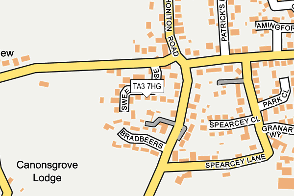 TA3 7HG map - OS OpenMap – Local (Ordnance Survey)