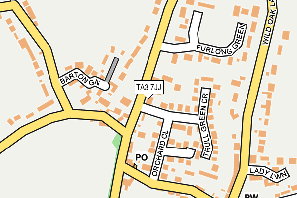 TA3 7JJ map - OS OpenMap – Local (Ordnance Survey)