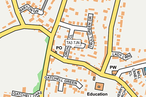 TA3 7JN map - OS OpenMap – Local (Ordnance Survey)