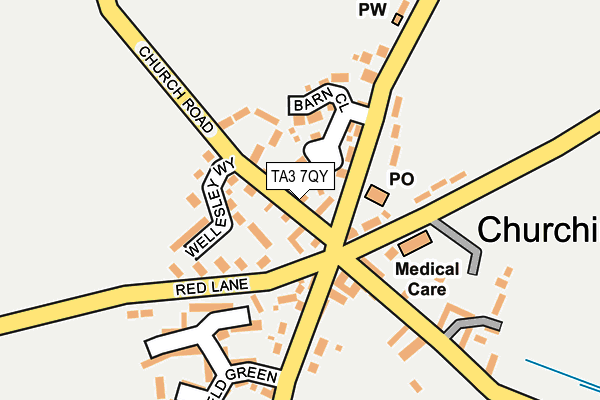 TA3 7QY map - OS OpenMap – Local (Ordnance Survey)