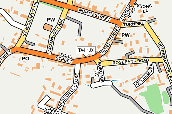 TA4 1JX map - OS OpenMap – Local (Ordnance Survey)