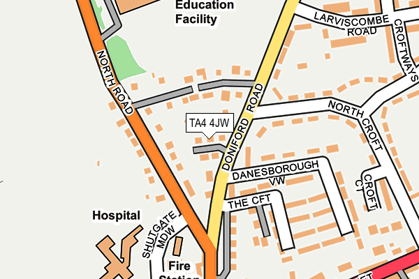 TA4 4JW map - OS OpenMap – Local (Ordnance Survey)