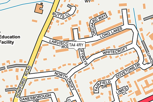 TA4 4RY map - OS OpenMap – Local (Ordnance Survey)