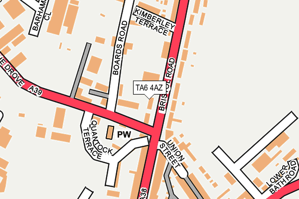 TA6 4AZ map - OS OpenMap – Local (Ordnance Survey)