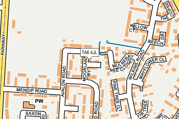 TA6 4JL map - OS OpenMap – Local (Ordnance Survey)