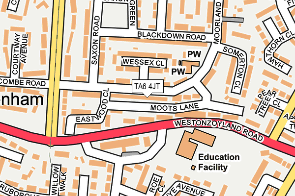 TA6 4JT map - OS OpenMap – Local (Ordnance Survey)