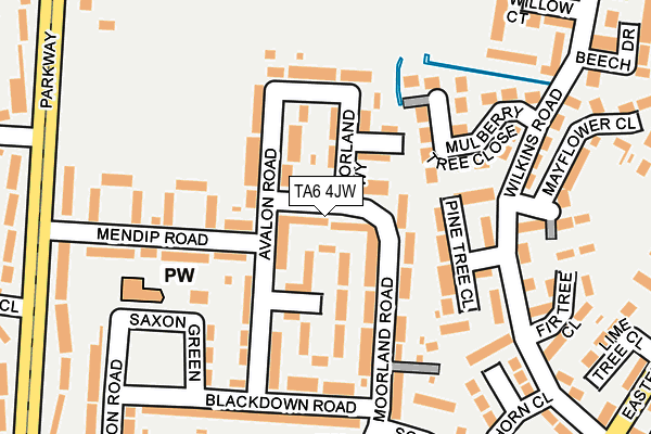 TA6 4JW map - OS OpenMap – Local (Ordnance Survey)