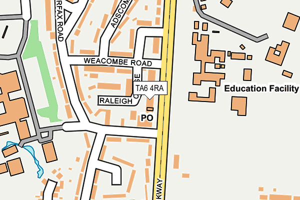 TA6 4RA map - OS OpenMap – Local (Ordnance Survey)
