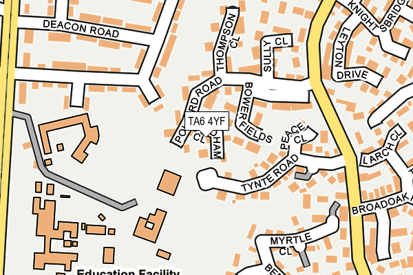 TA6 4YF map - OS OpenMap – Local (Ordnance Survey)