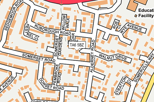 TA6 5BZ map - OS OpenMap – Local (Ordnance Survey)