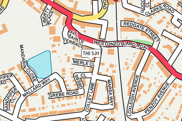 TA6 5JH map - OS OpenMap – Local (Ordnance Survey)