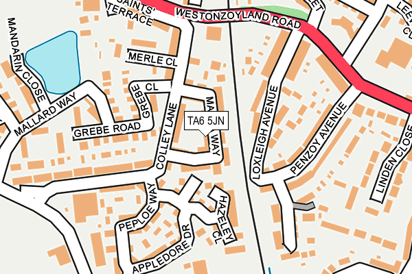 TA6 5JN map - OS OpenMap – Local (Ordnance Survey)