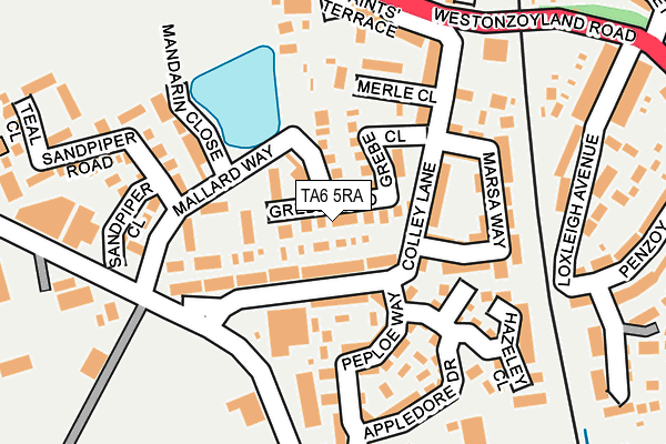 TA6 5RA map - OS OpenMap – Local (Ordnance Survey)