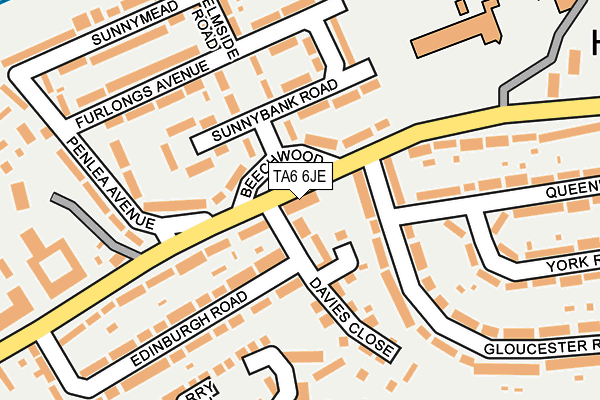 TA6 6JE map - OS OpenMap – Local (Ordnance Survey)