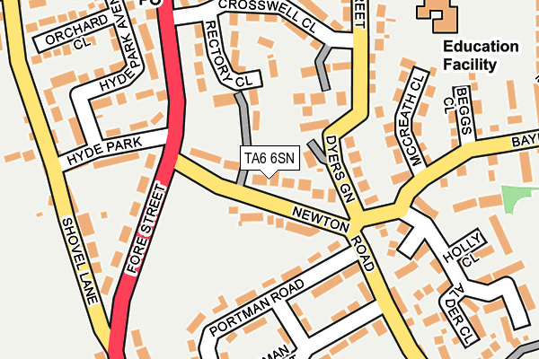 TA6 6SN map - OS OpenMap – Local (Ordnance Survey)