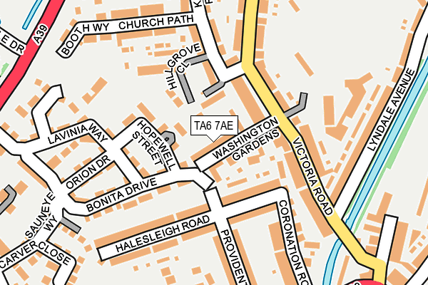 TA6 7AE map - OS OpenMap – Local (Ordnance Survey)